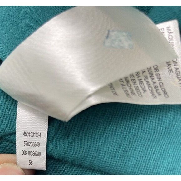 Chicos Size 3 Embroidered Peasant Top 3/4 Sleeve Tunic Asymmetric Hemline Green - Picture 6 of 9